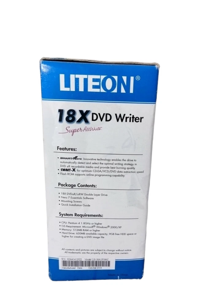Lite-on Super Allwrite LH-18A1P-186 / 18x DVD±R Burn Dvd Writer - Image 4 of 4