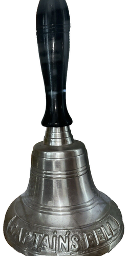 LARGE Antique Captains Bell 15" tall, Wood Handle! From A Ship In MA… Aluminum - Picture 3 of 8