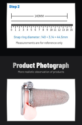 Metal Mesh Male Chastity Cage CB Penis Lock Ring Bird Cage - Picture 19 of 26