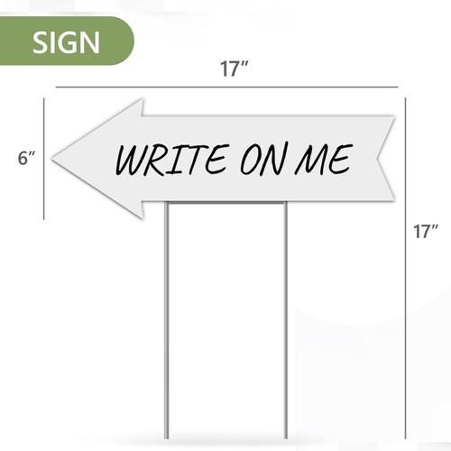 4PC Blank Directional Arrow Yard Sign with Stakes, 17 Inches by 6 Inches - Co... - Picture 3 of 6