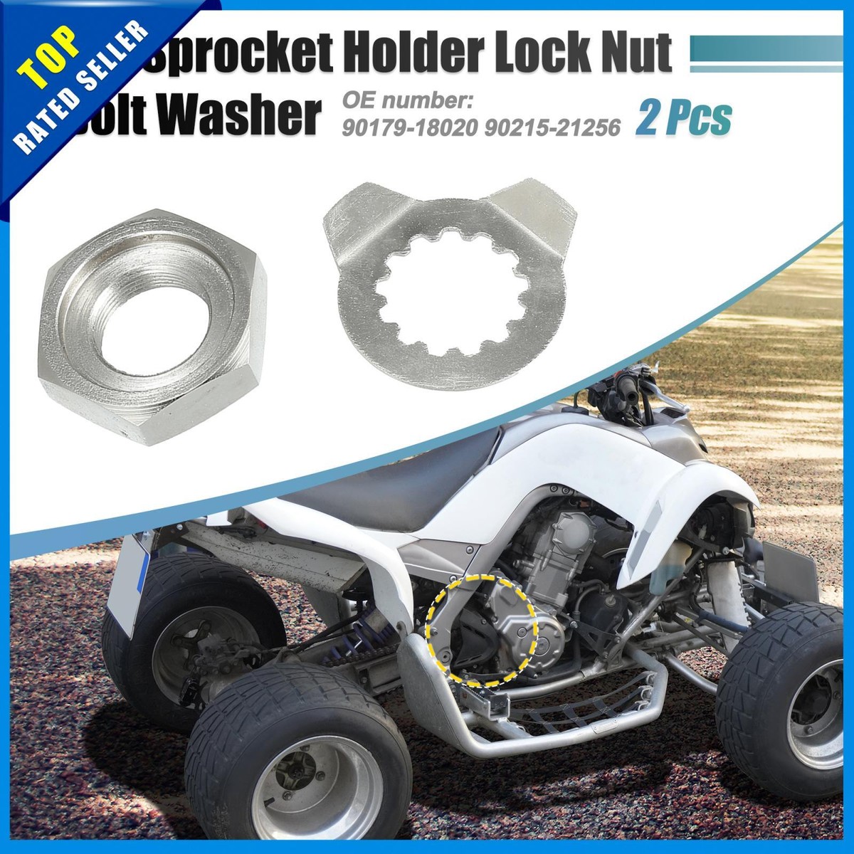 2pcs Front Sprocket Holder Lock Nut & Bolt Washer 90179-18020 for