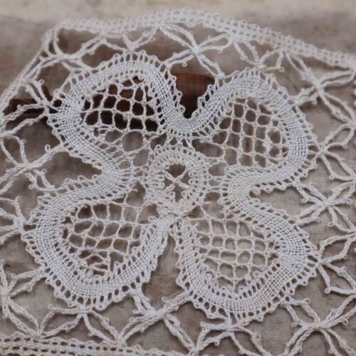Lace Insert Handmade Bobbin Lace Vintage Square Applique Linen Belgium Antique - Picture 3 of 5