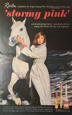 Revlon Angry Young Pink Stormy White Horse Snow Nails Lips Vintage Print Ad 1963