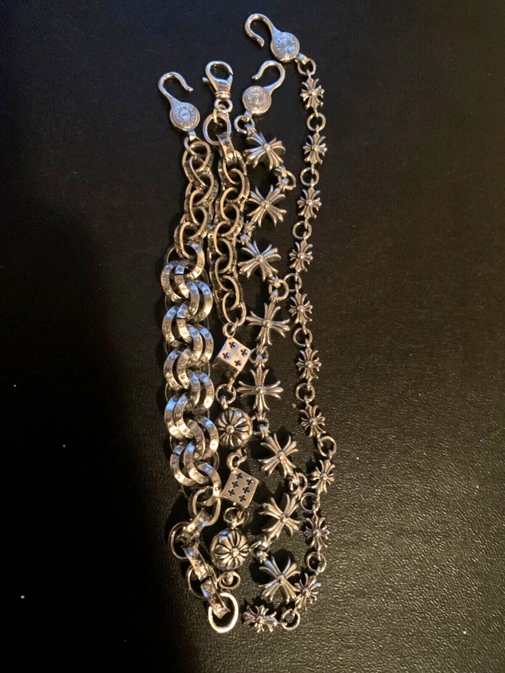 Estate Chrome 心形珠宝套装迷你手链带吊饰 G2U — 第 3/4 张图片