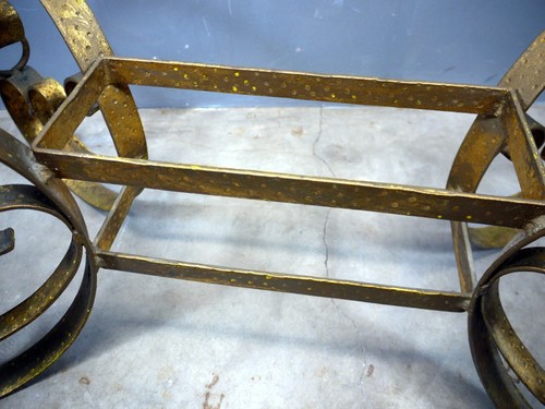 VTG Hollywood Regency GILT Steel IRON SCROLL Coffee Table BASE Gold Italy? - Picture 3 of 14