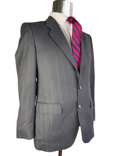 TED LAPIDUS, FRENCH MEDIUM GRAY WOOL HERRINGBONE BLAZER, SIZE 38R - Picture 10 of 24