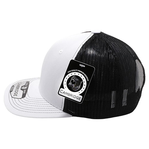 ⭐️PB222 Cappello Camionista Bianco Nero Cambridge Pit Bull Maglia Curva Bill Nuovo - Foto 2 di 3