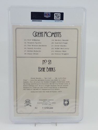 Ernie Banks PSA DNA Certified Perez Steele Autograph Signed Jumbo Card Cubs HOF - Picture 2 of 2