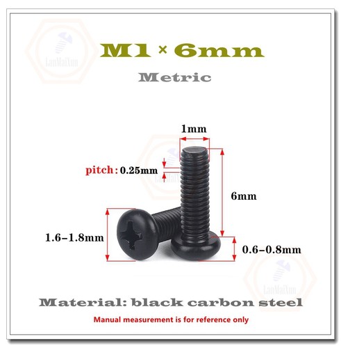 Máquina de cabeza cruzada Phillips negra tornillo pequeño M1/M1.2/M1.6/M1.7/M2.5 - Imagen 7 de 56