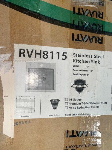 Ruvati 15x15" Drop-in Topmount Bar Vorbereitung 16 Stärke Einzelschüssel Spüle-RVH8115 - Bild 2 von 2