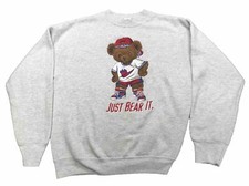 Vintage Just Bear It Gray Crewneck Sweatshirt Size Large - FOTL - Fast Ship