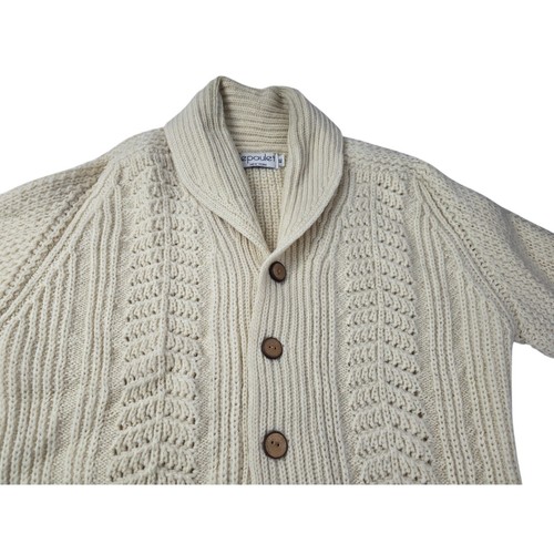 Schulterklappen Wolle schwerer dicker Zopfmuster Schal Cardigan Pullover Italy 42 M - Bild 12 von 18