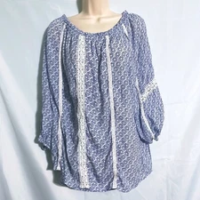I.N. Studio Cute Blue & White Top Size 2X