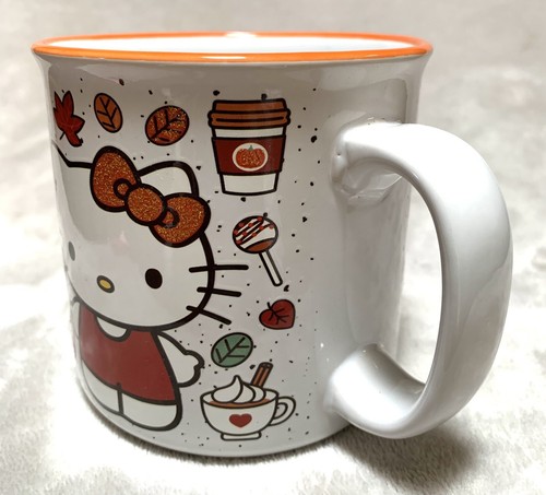 NEW Hello Kitty Fall Pumpkin Spice Glitter Large 20oz Stoneware Beverage Mug - Picture 12 of 15