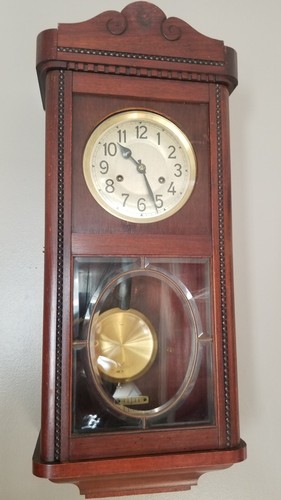 SELTENE antike 1921-23 deutsche Hamburg HAC 3/4 Westminster Glockenspiel arbeitende Wanduhr