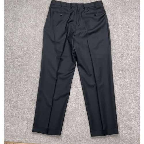 Zanella Dress Pants Men 35 Charcoal Bennett Pleat Super 120s Wool Italian Luxury - Picture 12 of 13