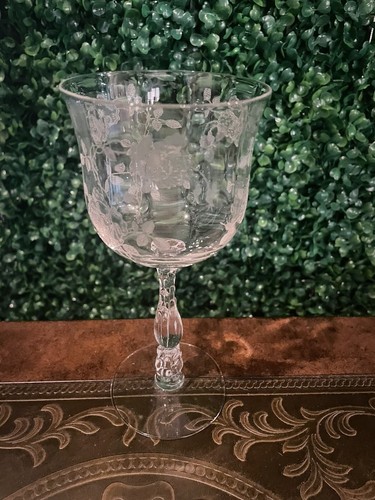 Vintage Fostoria Willowmere 7-1/8" Wasser Weinglas 6024 Stiel 333 Ätzung 10oz - Bild 1 von 6