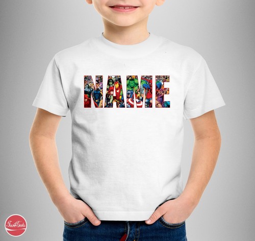 Marvel Personalised Logo T-shirt "YOUR NAME" Birthday Xmas Matching Tees - Picture 4 of 21