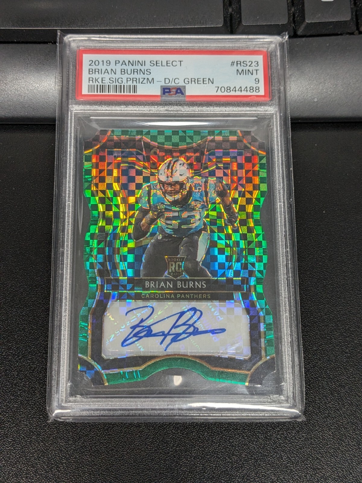 Brian Burns Panini Select Rookie Signature Prizm #RS23 Die-Cut Green