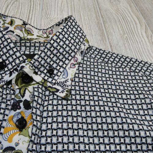 Banana Lemon Shirt Adult Medium Floral Flip Cuff Button Up 100% Cotton Dress - Picture 5 of 15