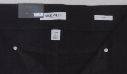 Nine West Women's High Rise Double Bottom Skinny Jeans Pants Black 6/28 30X28 - Picture 6 of 11
