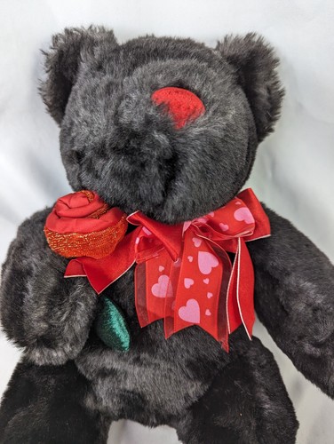 Walmart Oso Negro Peluche Cinta Rosa Roja 16 Pulgadas Peluche Juguete - Imagen 3 de 7