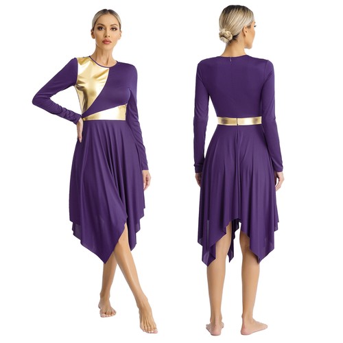 Womens Dress Festival Dancewear Choir Costume Lyrical Dresses Asymmetrical - Picture 32 of 58