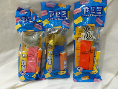 PEZ lot 3 Madagascar ~  Gloria Hippo, Alex Lion, Marty Zebra ~ New