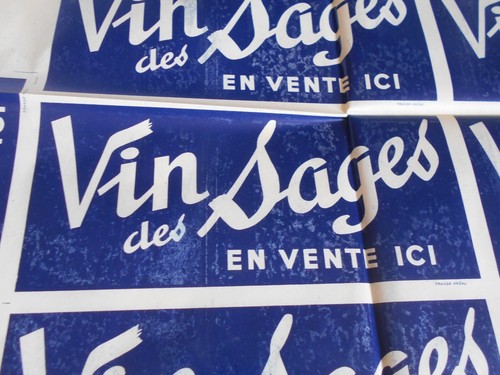 vintage advertising shop window transfers decals Vin des Sages wine 1950s - Picture 2 of 3