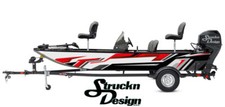 Retro Red Black Tech Lines White Vinyl Graphic Decal Kit Fish Boat Wrap USA