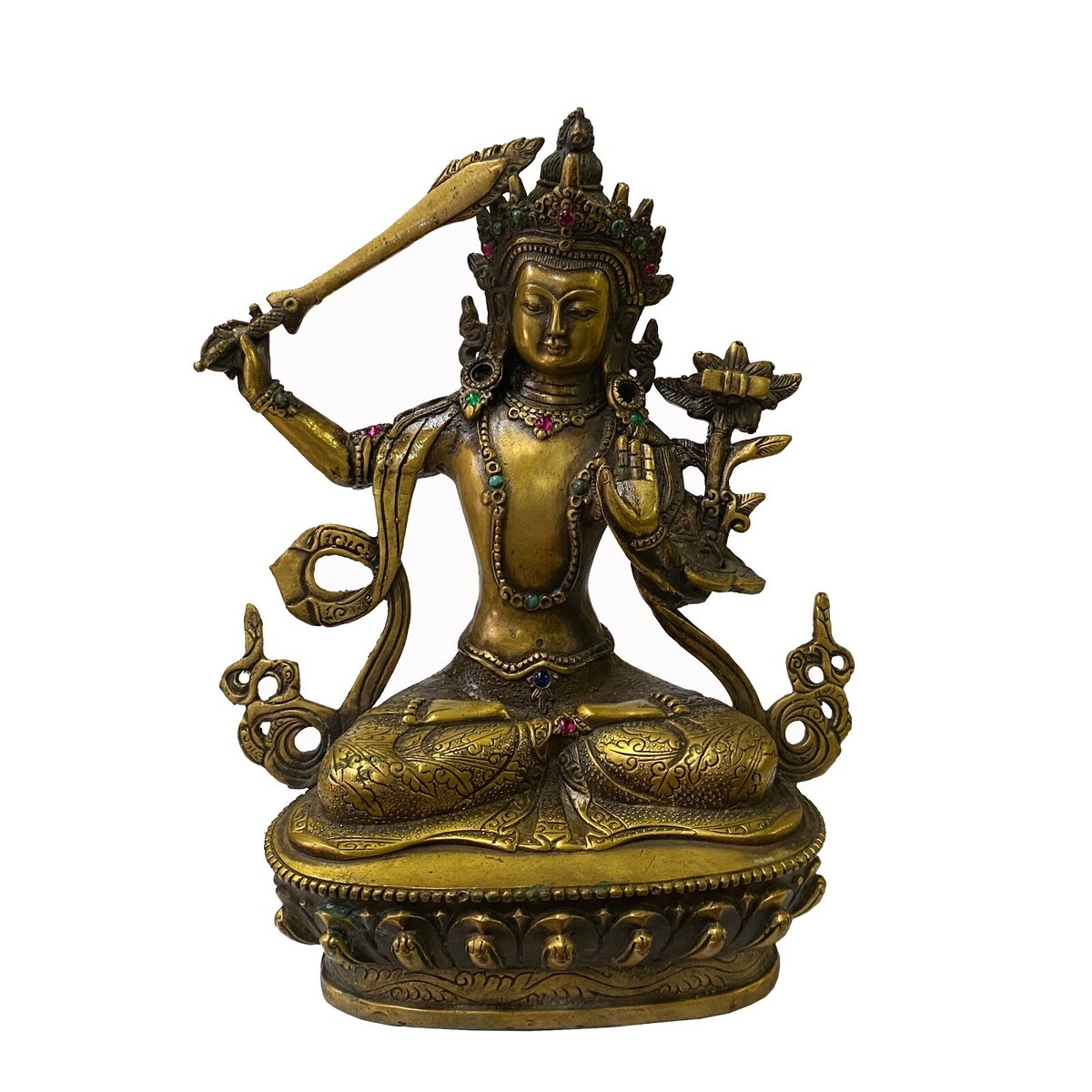 Chinese Distressed Marks Bronze Color Metal Sitting Tibetan Tara Statue ws2121S Chinese Distressed Marks Bronze Color Metal Sitting Tibetan Tara Statue ws2121S