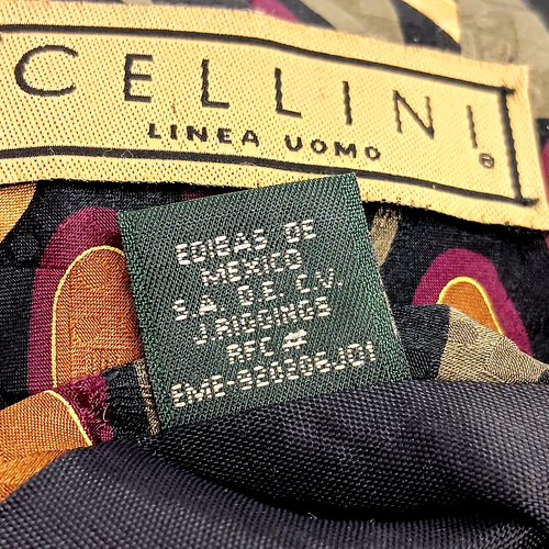 Cellini Liena Uomo Silk Necktie Abstract Mod Art Deco 3.75x57" Jacquard Tie USA - Picture 15 of 16