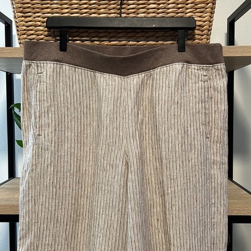 J. Jill Linen Pocket High-Rise Stripe Wide Leg Pants, Large - Picture 2 of 9