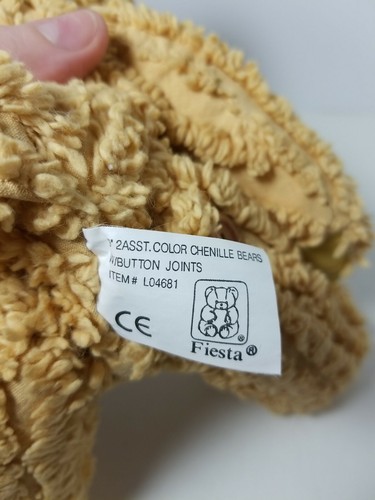 Fiesta Plüsch Chenille Sitzsack Bär mit Knopfgelenken - Vintage Look - karierter Schal - Bild 7 von 9
