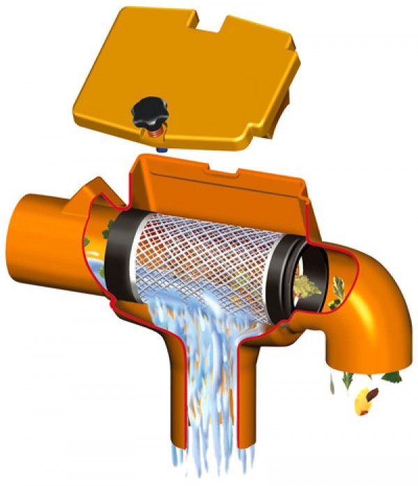 Regenwasserfilter Supra Intern mit gebogenem Abgang GARANTIA 202557 Regenwasserfilter Supra Intern mit gebogenem Abgang GARANTIA 202557