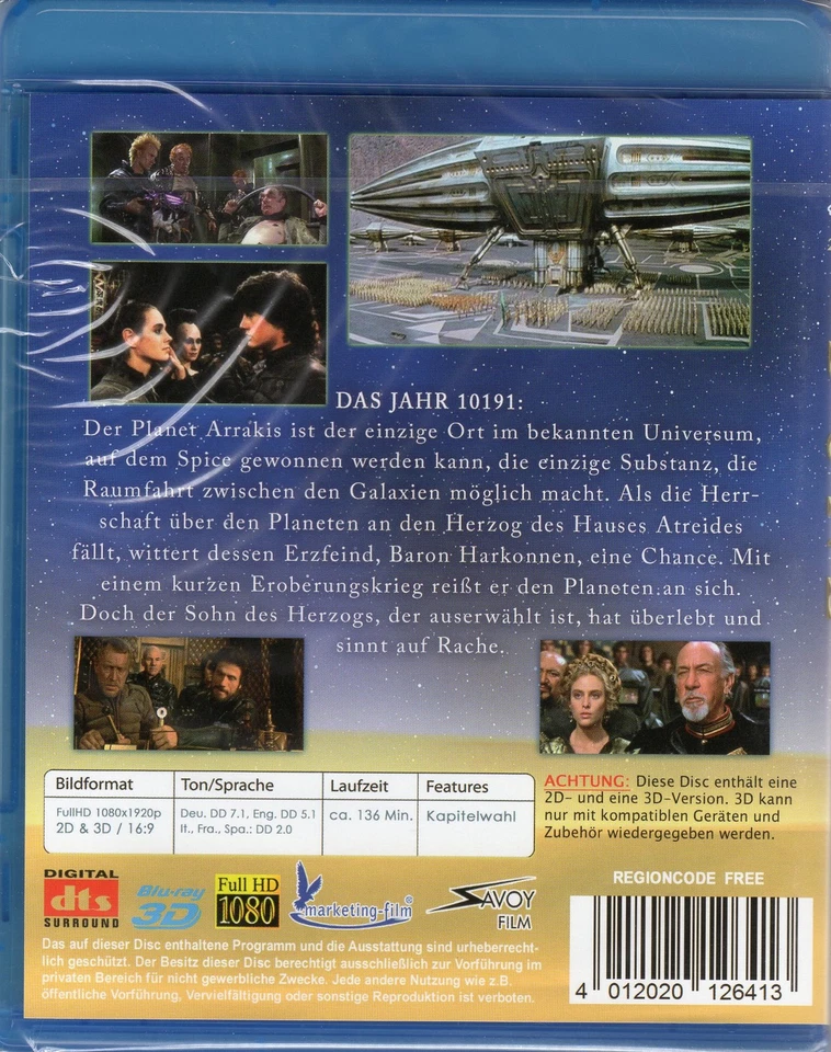 Dune , 2D and 3D Blu-Ray Edition , new and sealed , David Lynch , Sting - Image 2 of 2