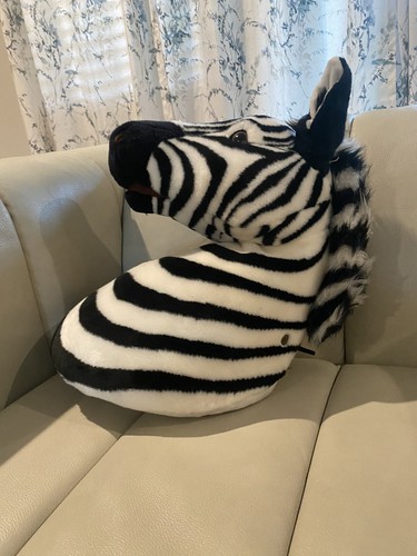 Cabezal de felpa de cebra FAO Schwartz ToysRUs 55783 difícil de encontrar (difícil de encontrar) realista raro - Imagen 12 de 24