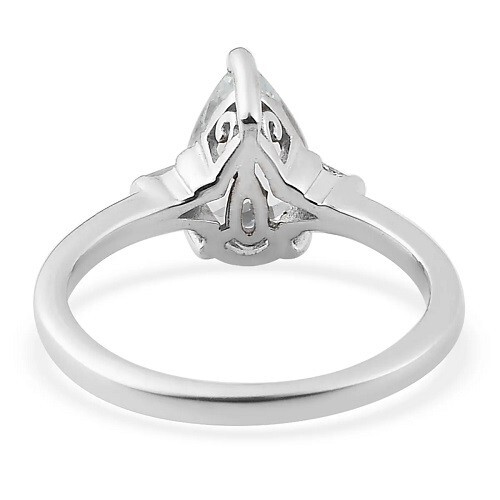 Premium Espirito Santo Aquamarine Diamond Accent Ring Platinum Over SS 1 ctw SZ6 - Bild 5 von 6
