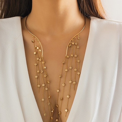 Fashion Tassel Opening Choker Neck Simplicity Chain Necklace