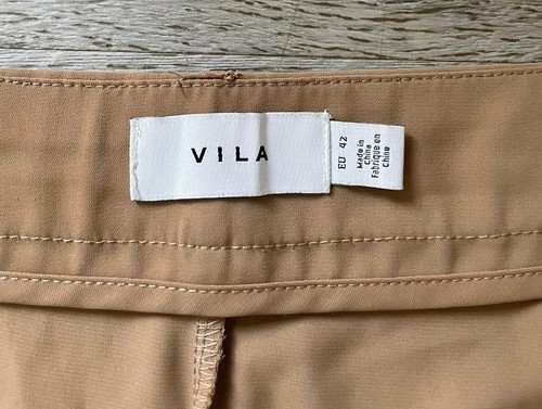 Vila Tapered Formal Elegant Lightweight Women Trousers Camel UK 14 - Picture 2 of 5