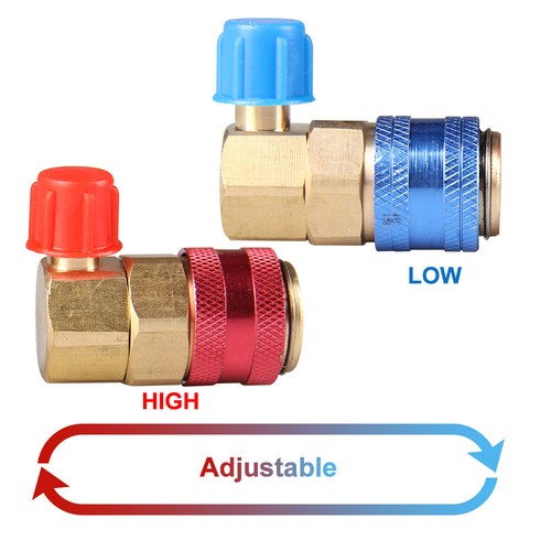 (2PCS) AC Quick Coupler Adapters Auto A/C Manifold Gauge Connector High/Low HVAC - Picture 3 of 12