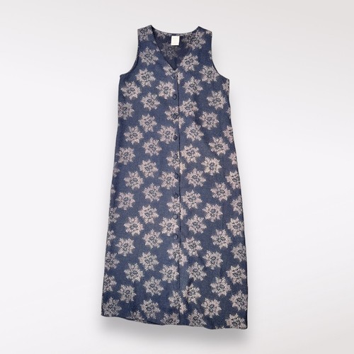 Vintage 90s Old Navy Sleeveless Maxi Dress Floral Navy Sheer Sheath Slip M - Picture 10 of 10
