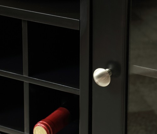 Storage Buffet Cabinet/Sideboard/TV Console with Glass Doors, Black - Picture 6 of 7