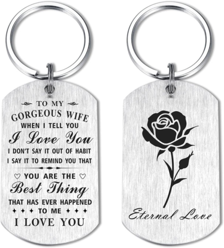 to My Wife Valentines Day Gifts for Women, I Love You Keychain for Wife Her, Wif - Picture 9 of 12