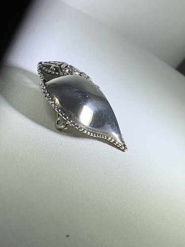 Vintage Signed Jezlaine Sterling Silver Ornate Puffy Heart Pin Brooch 7.4 Gr - Picture 4 of 4