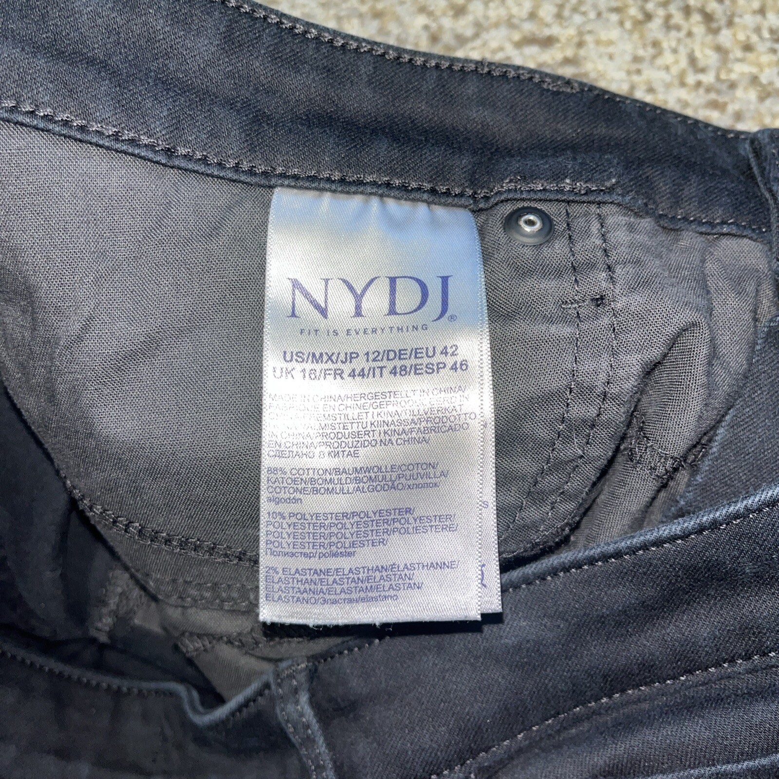 NYDJ Size 12 Sheri Slim Womens Black Stretch Jeans Liftxtuck Technology 33x27 - View 3