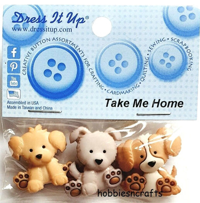 TAKE ME HOME 10413 Dress It Up Knöpfe Tiere Hunde Welpen Basteln Torten basteln 
