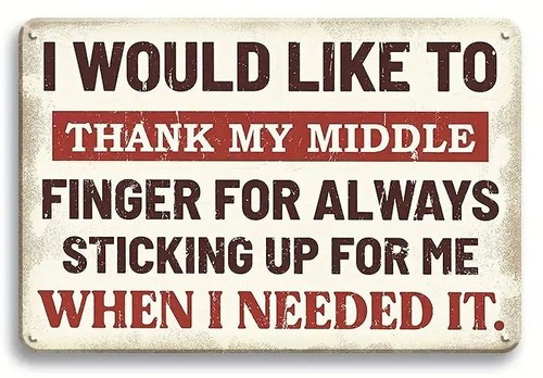 Thank my Middle Finger Vintage Style Tin Sign - 8x12 Inch - Bild 1 von 2