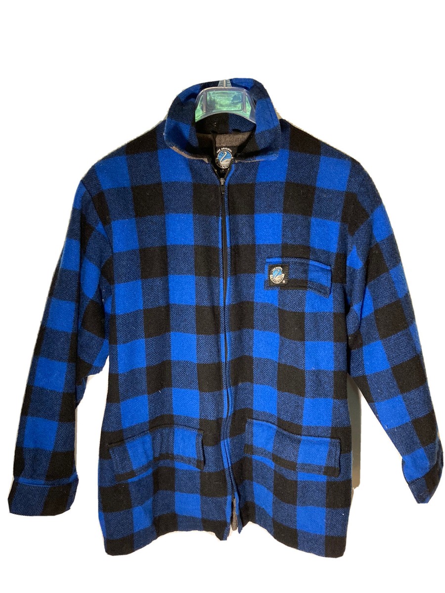 The Original Swanndri New Zealand All Wool Bush Jacket Blue Buffalo Check Mens M