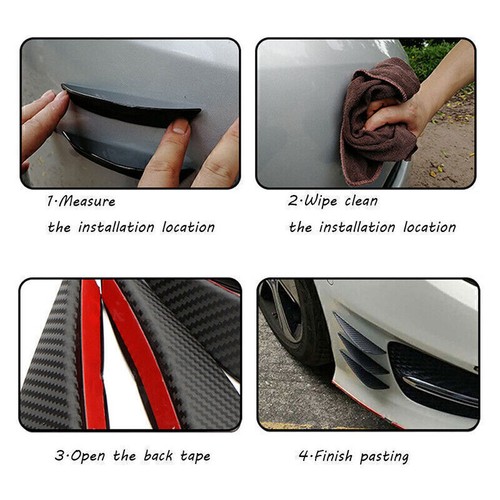 6Pcs Fins Body Spoiler Canards Fin Lip Splitter Gloss Front Bumper Lip Black Car - Picture 11 of 12